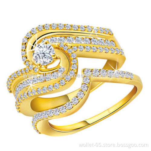 Fashionable Swarovski Crystal Ring for Wedding, Gold Plated, ODM/OEM Designs Accepted